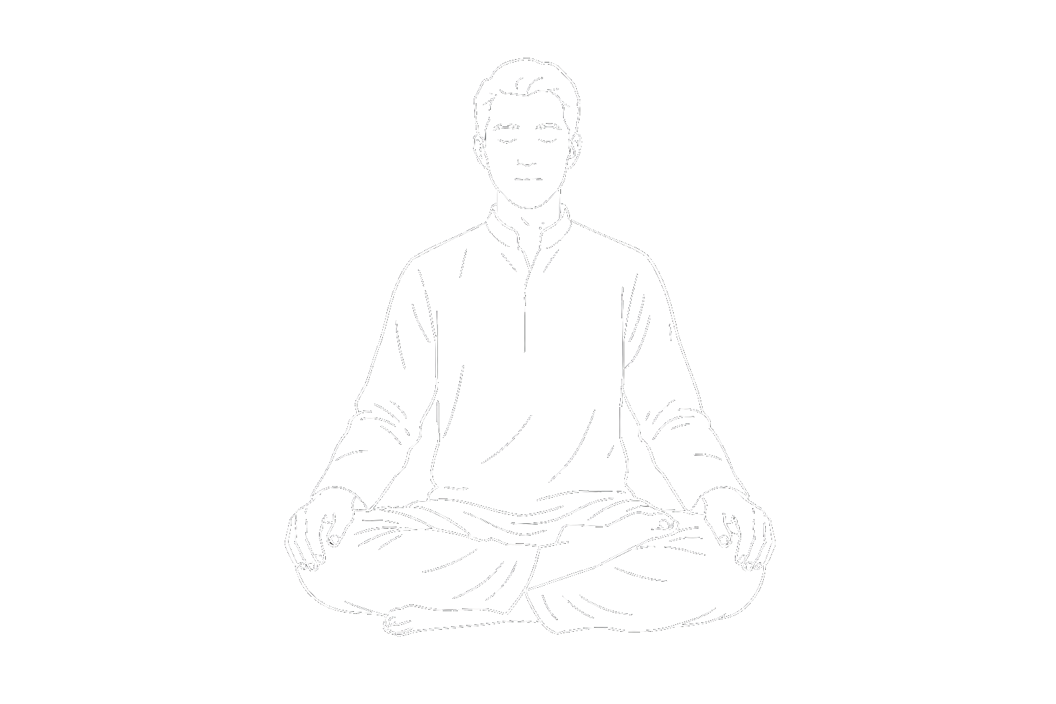 Man sitting calmly, guiding eyes toward focus - attention training guide