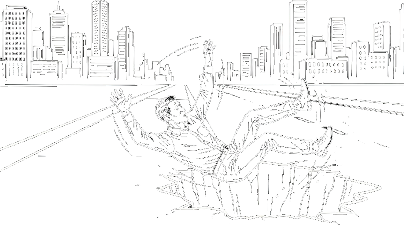 Person falling into a hole - behavioral change through mindfulness practice